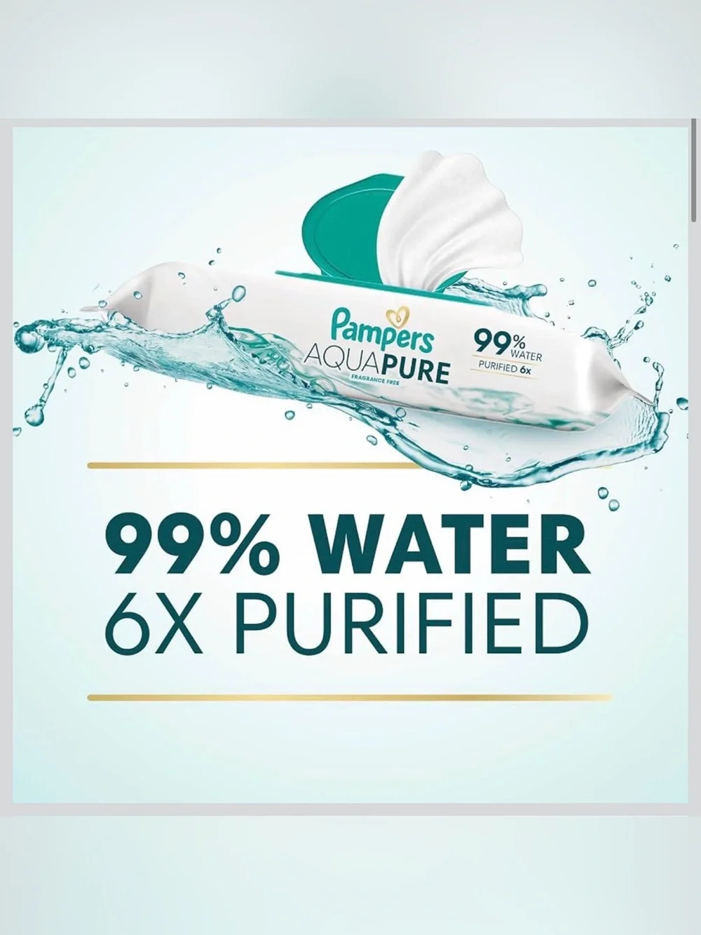 Pampers Aqua Pure Baby Wipes (6 Pack) - NEW